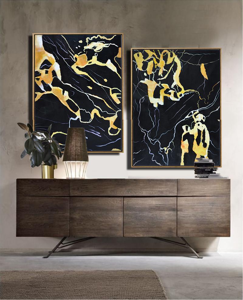 Set of 2 Abstract Marble Painting #S165